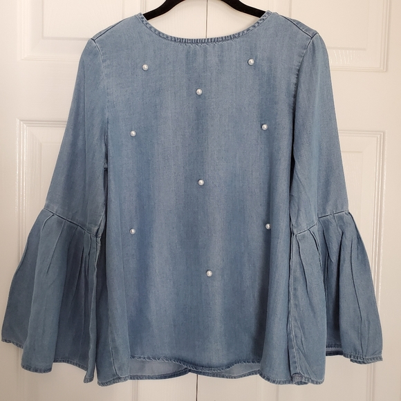 Anthropologie Tops - NEW BeachLunchLounge Denim Pearl Bell Sleeve Top